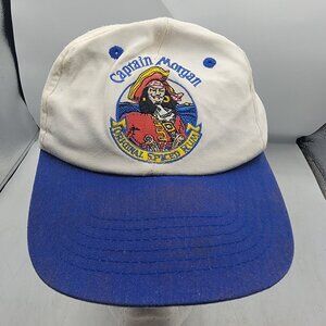 Captain Morgan Original Spiced Rum Snapback Hat Adults White Blue Casual